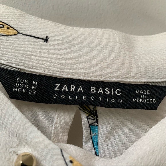 002 - Zara Cocktail Print Blouse - Picture 6 of 8